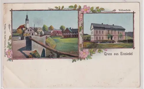 24276 Mehrbild Ak Gruß aus Einsiedel Volksschule um 1900