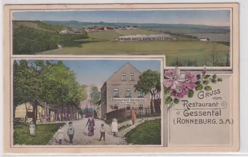 06063 Mehrbild Ak Gruss vom Restaurant Gessental Ronneburg S.-A. 1917