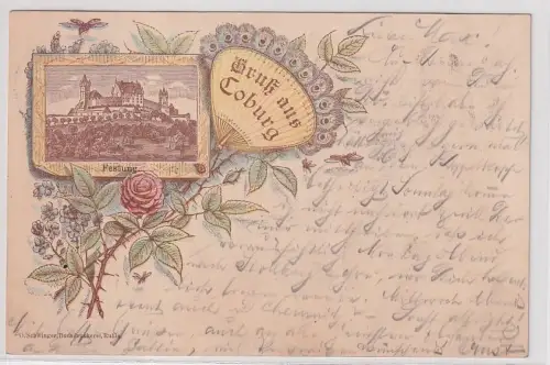32056 Ak Lithographie Gruß aus Coburg Festaung 1897