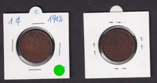 1 Cent Kupfer Münze Kanada Canada George V. 1912 ss+ (169573)