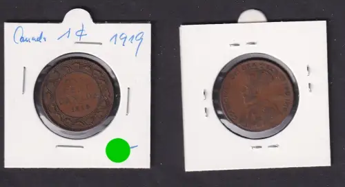1 Cent Kupfer Münze Kanada Canada George V. 1919 ss+ (164334)