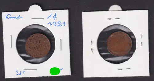 1 Cent Kupfer Münze Kanada Canada George V. 1921 ss+ (167546)