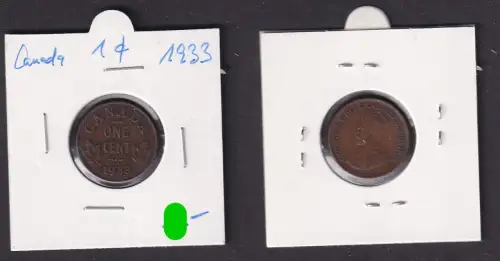 1 Cent Kupfer Münze Kanada Canada George V. 1933 ss+ (165118)