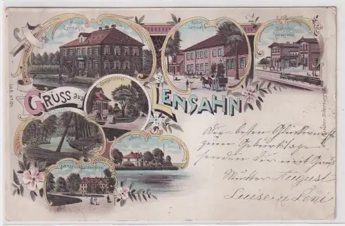89462 Ak Lithographie Gruß aus Lensahn Hotel, Bahnhof usw. 1897