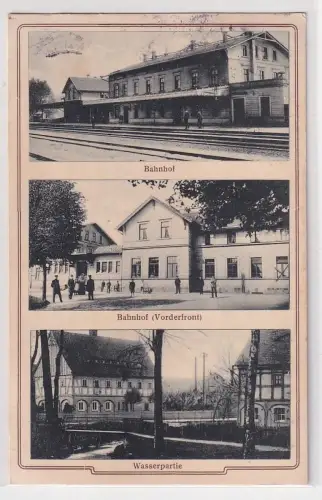 83825 Mehrbild Ak Eibau Bahnhof und Wasserpartie 1913