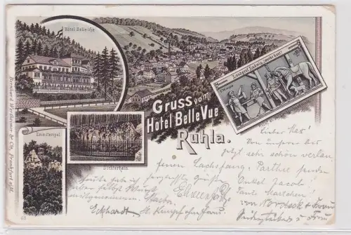 86187 Ak Lithographie Gruß aus Hotel Bellevue Ruhla 1899