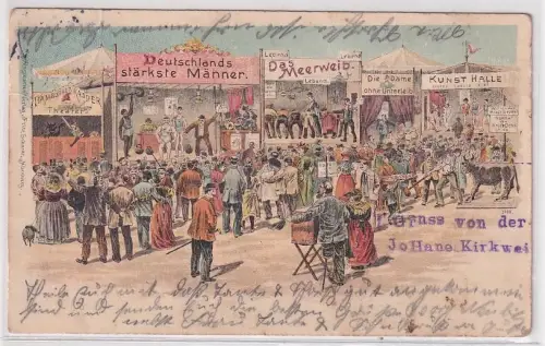 76372 Ak Lithographie Gruß von der JoHane Kirkwei Nürnberg ? 1905