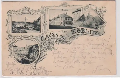 97655 Mehrbild Ak Gruß aus Zöblitz Serpentinsteinfabrik, Ratskeller usw. 1908