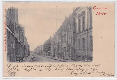 907987 Ak Gruß aus Norden Strassenansicht 1898