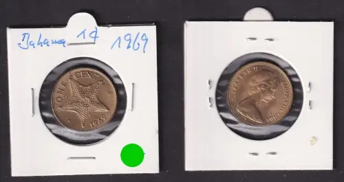 1 Cent Messing Münze Bahamas Seestern 1969 vz (172044)
