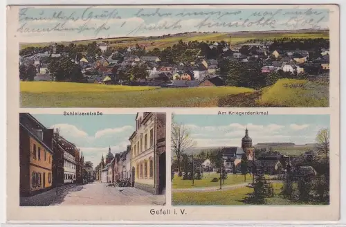 72664 Mehrbild Ak Gefell im Vogtland Schleizerstraße usw. 1928