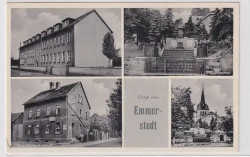 26495 Ak Gruß aus Emmerstedt Geschäftshaus, Schule, Ehrenmal um 1940