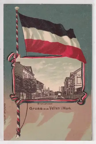 39374 Patriotika Ak Gruß aus Velten in der mark Breitestrasse 1915