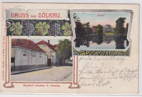36873 Mehrbild Ak Gruß aus Dölkau Schloss und Gasthof 1909