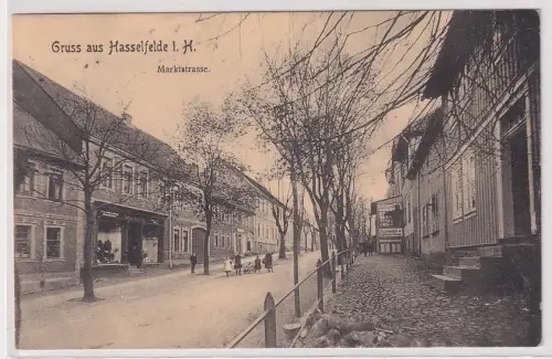 40874 Ak Gruss aus Hasselfelde im Harz Marktstrasse 1913