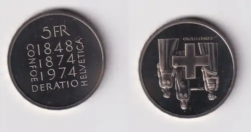 5 Franken Kupfer Nickel Münze Schweiz 100 Jahre Verfassungrevision 1974 (156573)