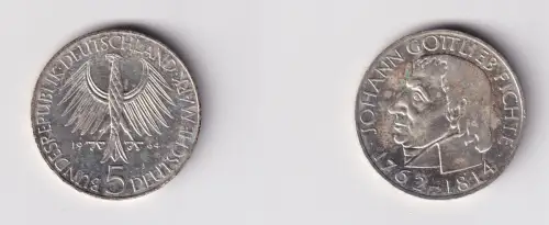 BRD Gedenk Münze 5 Mark Johann Gottlieb Fichte 1964 vz+ (128217)