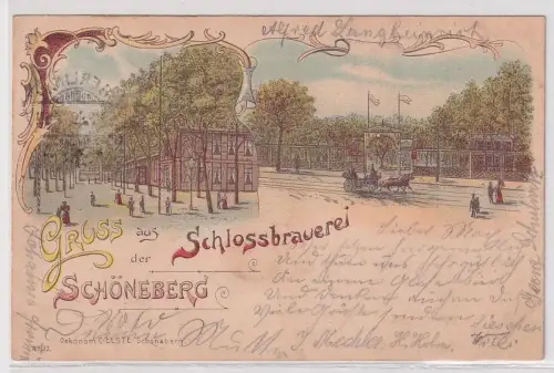 17395 Ak Lithographie Gruß aus der Schlossbrauerei Schöneberg 1899