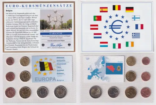 KMS Das Geld der Welt Kursmünzensätze der Welt Belgien 1 Cent bis 2 Euro(156260)