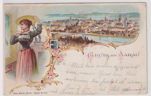 97425 Ak Lithografie Gruss aus Aarau 1899