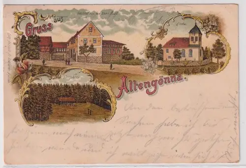 53071 Ak Lithographie Gruß aus Altengönna bei Jena Gasthof 1902