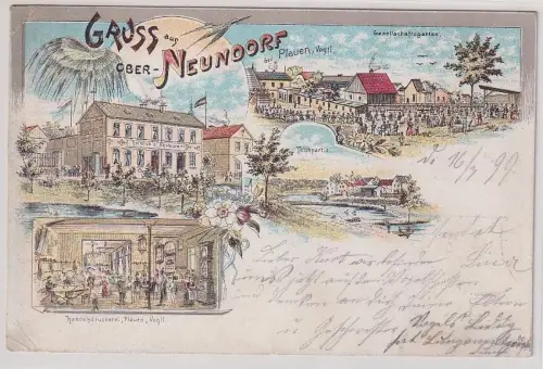 54262 Ak Lithographie Gruß aus Ober-Neundorf bei Plauen im Vogtland 1899