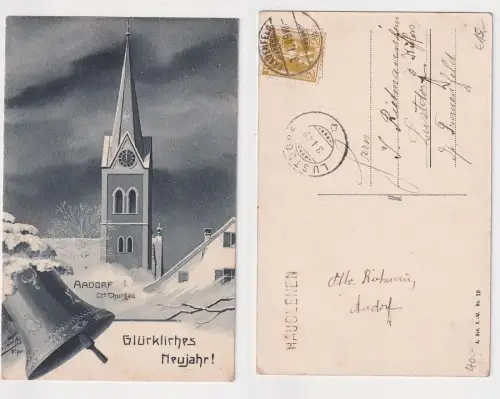 59253 Glückliches Neujahr! Ak Aadorf bei Thurgau Schweiz 1909