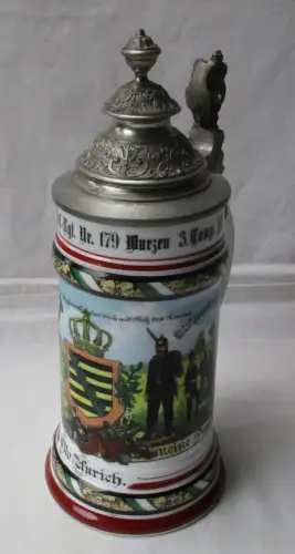 Reservistenkrug Kgl. Sächs. 14. Inf. Rgt.Nr. 179 Wurzen 3. Comp. 1903 (158025)