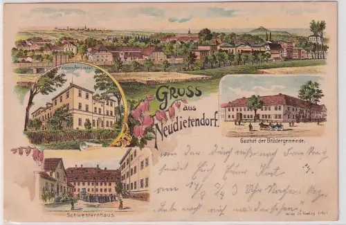 98449 Ak Lithographie Gruss aus Neudietendorf Gasthof usw. 1914