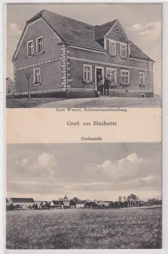 65756 Mehrbild Ak Gruß aus Blochwitz über Großenhain Kolonialwarenhandlung 1934