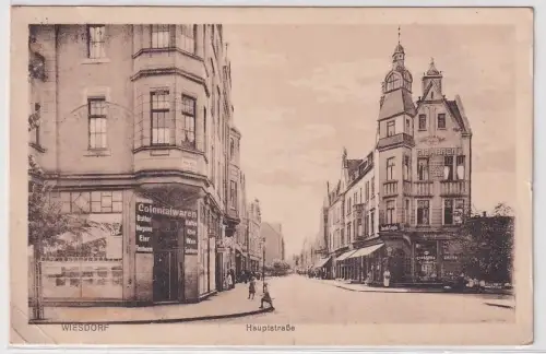 92285 Ak Wiesdorf bei Leverkusen Hauptsrasse mit Kolonialwarenladen 1925