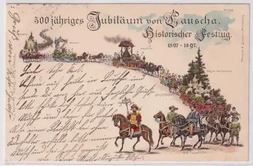 92826 Ak Lithographie 300jähr.Jubiläum von Lauscha historischer Festzug 1897