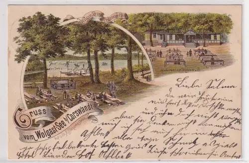 70237 Ak Lithographie Gruß vom Wolgast See bei Corswandt Restaurant 1899