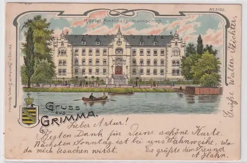 86088 Ak Lithographie Gruss aus Grimma königliche Amtshauptmannschaft um 1900