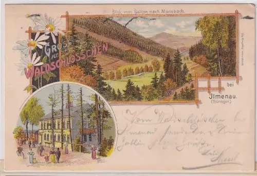 903933 Ak Lithographie Gruss aus dem Waldschlößchen bei Ilmenau 1901