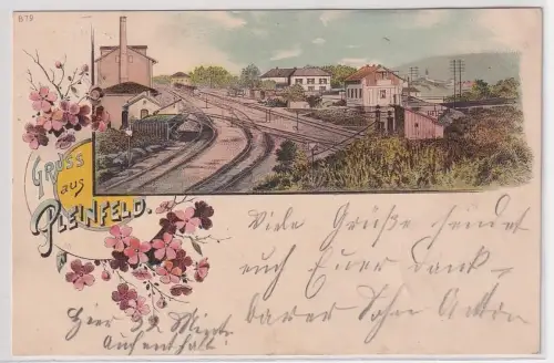 904748 Ak Lithographie Gruß aus Pleinfeld Bahnanlagen 1901