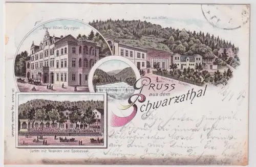 908110 Ak Lithographie Gruß aus dem Schwarzathal Hotel Crysopras 1897