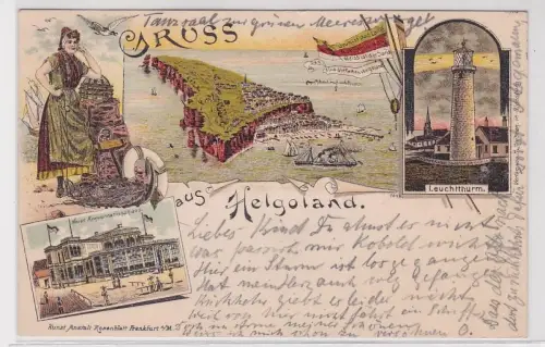 902968 Ak Lithographie Gruß aus Helgoland Leuchtturm usw. 1897