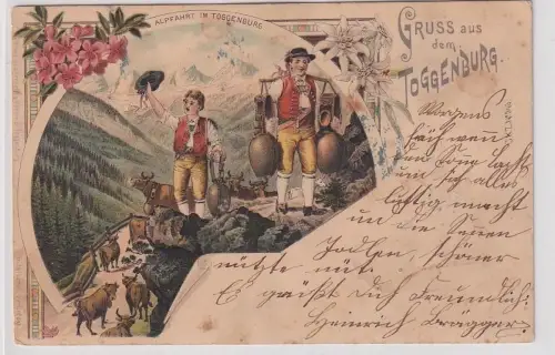 903712 Ak Lithographie Gruß aus dem Toggenburg Alpfahrt im Toggenburg 1909