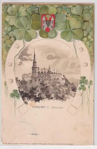 904577 Hufeisen  Ak Lithographie Plauen im Vogtland Schloss 1909