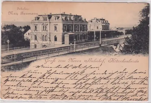 17226 Ak Gruß vom neuen Bahnhof Kötzschenbroda 1898