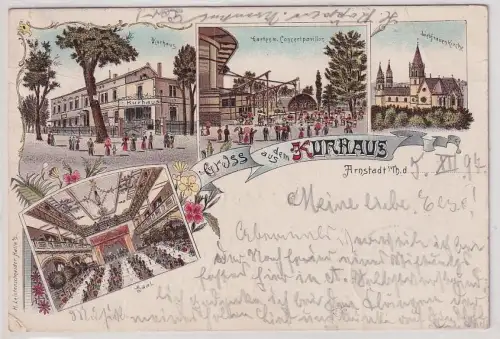900662 Ak Lithographie Gruß aus dem Kurhaus Arnstadt in Thüringen 1897