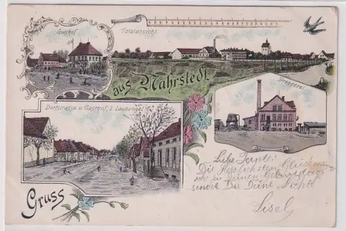 902963 Ak Lithographie Gruß aus Nahrstedt Gutshof, Brennerei, Gasthof 1899