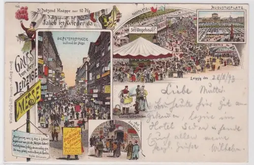 906375 Ak Lithographie Gruß von der Leipziger Messe 1897