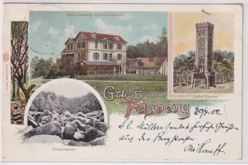 902580 Mehrbild Ak Gruss vom Felsberg Hotel, Turm usw. 1902