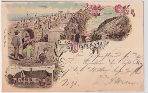 900172 Ak Lithographie Gruss aus Westerland auf Sylt 1898