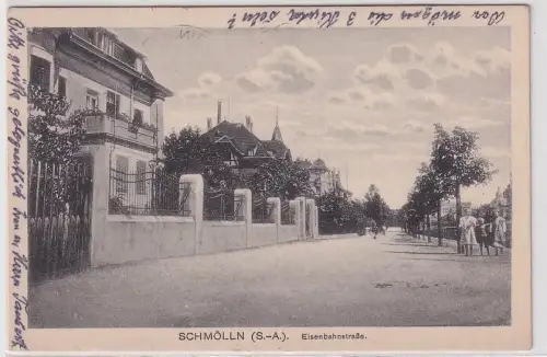 27716 Ak Schmölln Sachsen-Altenburg Eisenbahnstrasse um 1930