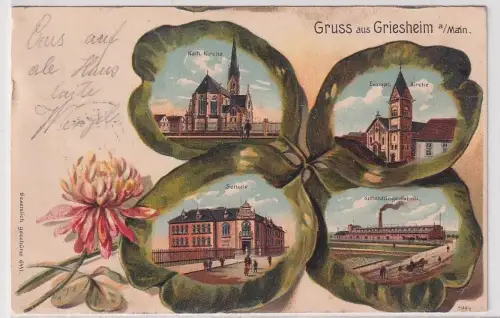 906587 Kleeblatt Ak Lithographie Gruß aus Griesheim am Main 1905