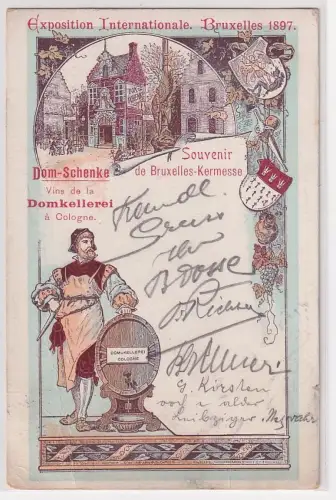 900267 Ak Lithographie Exposition Internationale Bruxelles 1897 Dom Schenke 