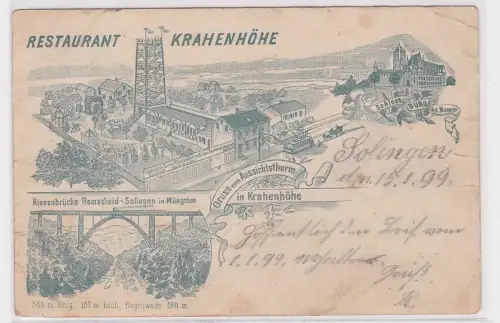 907032 Ak Lithographie Gruß vom Aussichtsturm Restaurant Krahenhöhe 1899